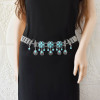 N-7573 Bohemian Vintage Blue Acrylic Beads Water Drop Flower Belly Waist Chains Dance Dress Belts for Women Party Jewelry
