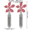 E-6158 Hawaiian Silver Fashion Jewelry Earrings Cute Dangle Red Floral Flower Pearl Drop Earring Stud For Women