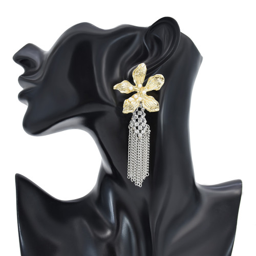E-6158 Hawaiian Silver Fashion Jewelry Earrings Cute Dangle Red Floral Flower Pearl Drop Earring Stud For Women
