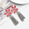 E-6158 Hawaiian Silver Fashion Jewelry Earrings Cute Dangle Red Floral Flower Pearl Drop Earring Stud For Women