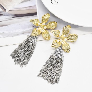 E-6158 Hawaiian Silver Fashion Jewelry Earrings Cute Dangle Red Floral Flower Pearl Drop Earring Stud For Women