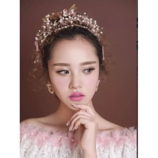 F-0907 Fashion Wedding Headband Pearl Headpiece Crystal Pearl Hair Vine Flower Halo Bridal Hair Accessories