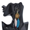 E-6160 Vintage Bohemian Indian Feather Earring Gold Plated Alloy Leaf Pendant Magnetic Drop Dangle Earrings