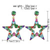 E-6165 Inlaid pink black color rhinestone five-pointed star shape geometric earrings for women Fashion Bohemian shiny jewelry gift