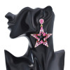 E-6165 Inlaid pink black color rhinestone five-pointed star shape geometric earrings for women Fashion Bohemian shiny jewelry gift