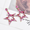 E-6165 Inlaid pink black color rhinestone five-pointed star shape geometric earrings for women Fashion Bohemian shiny jewelry gift