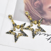 E-6165 Inlaid pink black color rhinestone five-pointed star shape geometric earrings for women Fashion Bohemian shiny jewelry gift