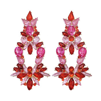 E-6166 Luxury Bridal Colorful Crystal Flower Drop Earrings For Women Wedding Party Holiday Jewelry Gift