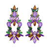 E-6166 Luxury Bridal Colorful Crystal Flower Drop Earrings For Women Wedding Party Holiday Jewelry Gift