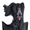 E-6166 Luxury Bridal Colorful Crystal Flower Drop Earrings For Women Wedding Party Holiday Jewelry Gift