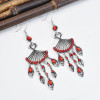 E-6169 Fashion Retro Silver Plated Bridal Geometric Cubic Zirconia Rhinestone Tassel Wedding Chandelier Earrings Jewelry
