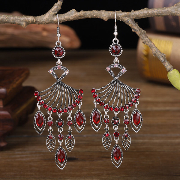 E-6169 Fashion Retro Silver Plated Bridal Geometric Cubic Zirconia Rhinestone Tassel Wedding Chandelier Earrings Jewelry