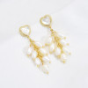 E-6172 18K Gold Plated Natural Pearl Earrings Gorgeous Baroque Golden Metal Carved Irregular Pearl Tassel Drop Earrings Bridal Wedding Jewelry