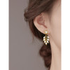 E-6172 18K Gold Plated Natural Pearl Earrings Gorgeous Baroque Golden Metal Carved Irregular Pearl Tassel Drop Earrings Bridal Wedding Jewelry