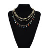N-7579 3Pcs/Set Fashion Water Drop Colorful Beads Choker Clavicle Necklaces for Women Boho Summer Holiday Party Jewelry