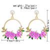 E-6175 Japanese And Korean Style Cute Round Flower Drop Earrings For Women Gold-Plated Pearl Circle Earrings Jewelry Gift For Girls