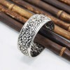 B-0821 Retro Silver Bangle Cuff Openable Adjustable Carved Phoenix Flower Wide Bangles