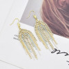 E-6178 Long Tassel Inlaid With Crystals And Pearls Drop Earrings For Women Shiny White Blue Chain Pendant 2021 Trendy Jewelry Gift
