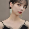 E-6178 Long Tassel Inlaid With Crystals And Pearls Drop Earrings For Women Shiny White Blue Chain Pendant 2021 Trendy Jewelry Gift