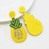 E-6180 New Hawaiian Jewelry Wholesale Fruit Beaded Jewellery Women 925 Silver Plated Pineapple Beaded Earrings Jewelry