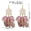 E-6182 Ethnic Gold Hollow Metal Bohemian Feather Drop Dangle Earrings for Women Festival Holiday Party Jewelry Gift