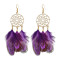 E-6182 Ethnic Gold Hollow Metal Bohemian Feather Drop Dangle Earrings for Women Festival Holiday Party Jewelry Gift