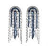 E-6187 Luxury Bling Red Blue Acrylic Beads Crystal Big Long Tassel Earrings For Women Bridal Wedding Party Jewelry