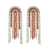 E-6187 Luxury Bling Red Blue Acrylic Beads Crystal Big Long Tassel Earrings For Women Bridal Wedding Party Jewelry
