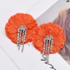 E-6189 Fashion Jewelry Women Hot Selling Jewelry Bohemian Double Flower Rhinestone Tassel Stud Earrings
