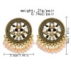 E-6191 Bronze Metal Carved Drop Oil Rhinestone Round Artificial Pearl Tassel Jhumka Jhumki Drop Earrings For Women Vintage Indian Bridal Jewelry
