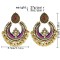 E-6193 Fashion Gold Metal Earring Wedding Tibetan Jewelry Retro Bohemian Tribe Colorful Stone Hanging Earrings For Women