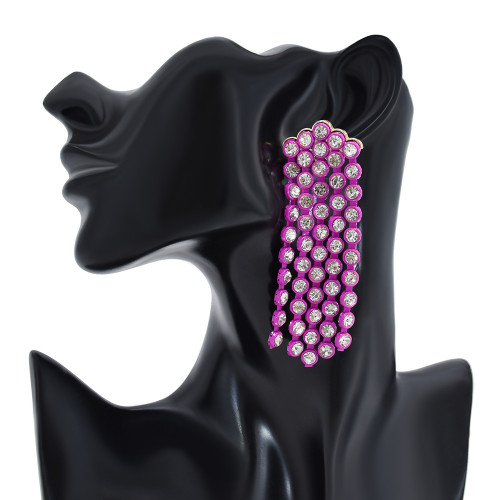 E-6196 2021 Trendy Retro Long Color Diamond Tassel Earrings For Women Fashion Creative Paint Waterfall Shaped Rhinestone Jewelry