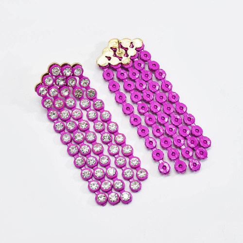 E-6196 2021 Trendy Retro Long Color Diamond Tassel Earrings For Women Fashion Creative Paint Waterfall Shaped Rhinestone Jewelry
