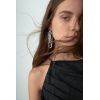 E-6195 Big Vintage Silver Metal Crystal Rhinestone Long Tassel Drop Earrings for Women Bridal Wedding Party Gift
