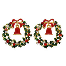E-6198 New Cute Crystal Enamel Bells Drop Earrings for Women Girl Christmas Jewelry New Year Gifts