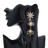 E-6201 Fashion Luxury Style Simple Design Gold Plated Rhinestone Crystal Three Stars Long Tassel Drop Earrings