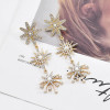 E-6201 Fashion Luxury Style Simple Design Gold Plated Rhinestone Crystal Three Stars Long Tassel Drop Earrings