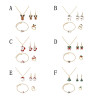 N-7586 Cute Christmas Jewelry Set Christmas Tree Santa Claus Elk Bell Necklace Earring Ring Bracelet  For Women Girls New Year Gift