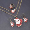 N-7586 Cute Christmas Jewelry Set Christmas Tree Santa Claus Elk Bell Necklace Earring Ring Bracelet  For Women Girls New Year Gift