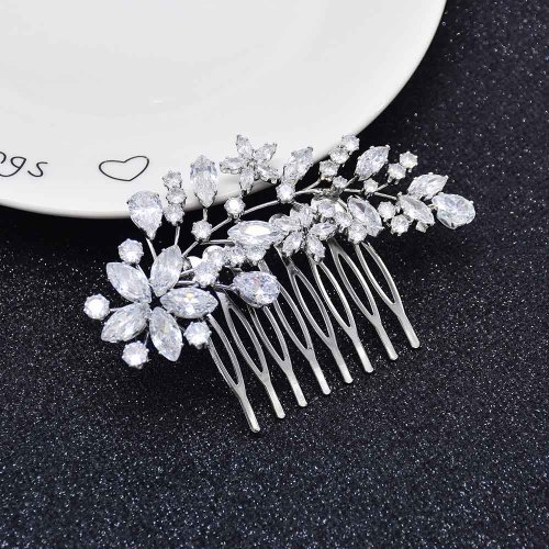 F-0913 Fashion Bridal Zircon Crystal Flower Hair Combs Hair Pins Wedding Engagement Headdress Hair Accessories