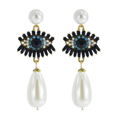 E-6205 Fashion Big eye-shaped female earrings gold alloy square earrings rhinestone eye pendant fashion jewelry gifts