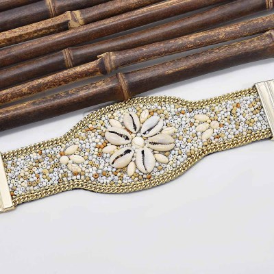 S-0101 Ethnic Bohemian Turquoise Resin Beads Belly Waist Chains Bracelet Set for Women Belt Waistbands Handmade Jewelry