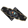 S-0103 Bohemian Ethnic Belt Bracelet Shoulder Bag Set Black Resin Beads Elastic Waist Chain Black Pu Leather Body Jewelry