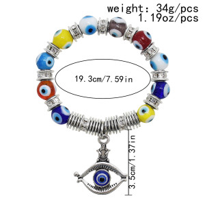 B-1131 Evil Eye Lucky Acrylic Crystal Stone Strand Elastic Bracelets For Women Men Party Jewelry Gift