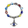 B-1131 Evil Eye Lucky Acrylic Crystal Stone Strand Elastic Bracelets For Women Men Party Jewelry Gift