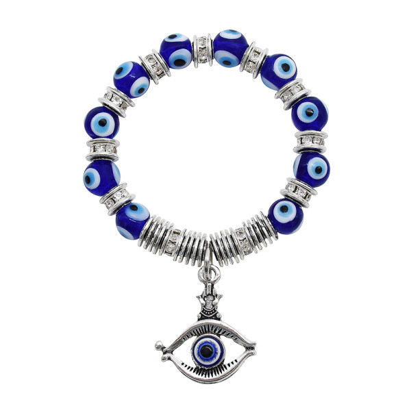 B-1131 Evil Eye Lucky Acrylic Crystal Stone Strand Elastic Bracelets For Women Men Party Jewelry Gift