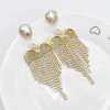E-6211 Fashion Luxury Bling Gold Acrylic Beads Crystal Big Long Tassel Earrings For Women Bridal Wedding Party Jewelry