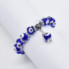 B-1132 Artificial Stone Blue Color Beaded Evil Eye Bracelet For Women Men Crystal Isolation Beads Elastic Adjustable Charm Bracelet Fashion Jewelry