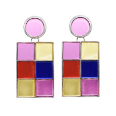 E-6215 New Fashion Colorful Geometric Mirror Acrylic Drop Earrings for Women Boho Holiday Party Jewelry Gift