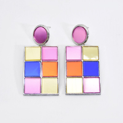 E-6215 New Fashion Colorful Geometric Mirror Acrylic Drop Earrings for Women Boho Holiday Party Jewelry Gift
